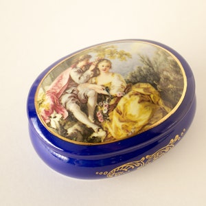 Vintage Limoges Schmuckschatulle Kobaltblau