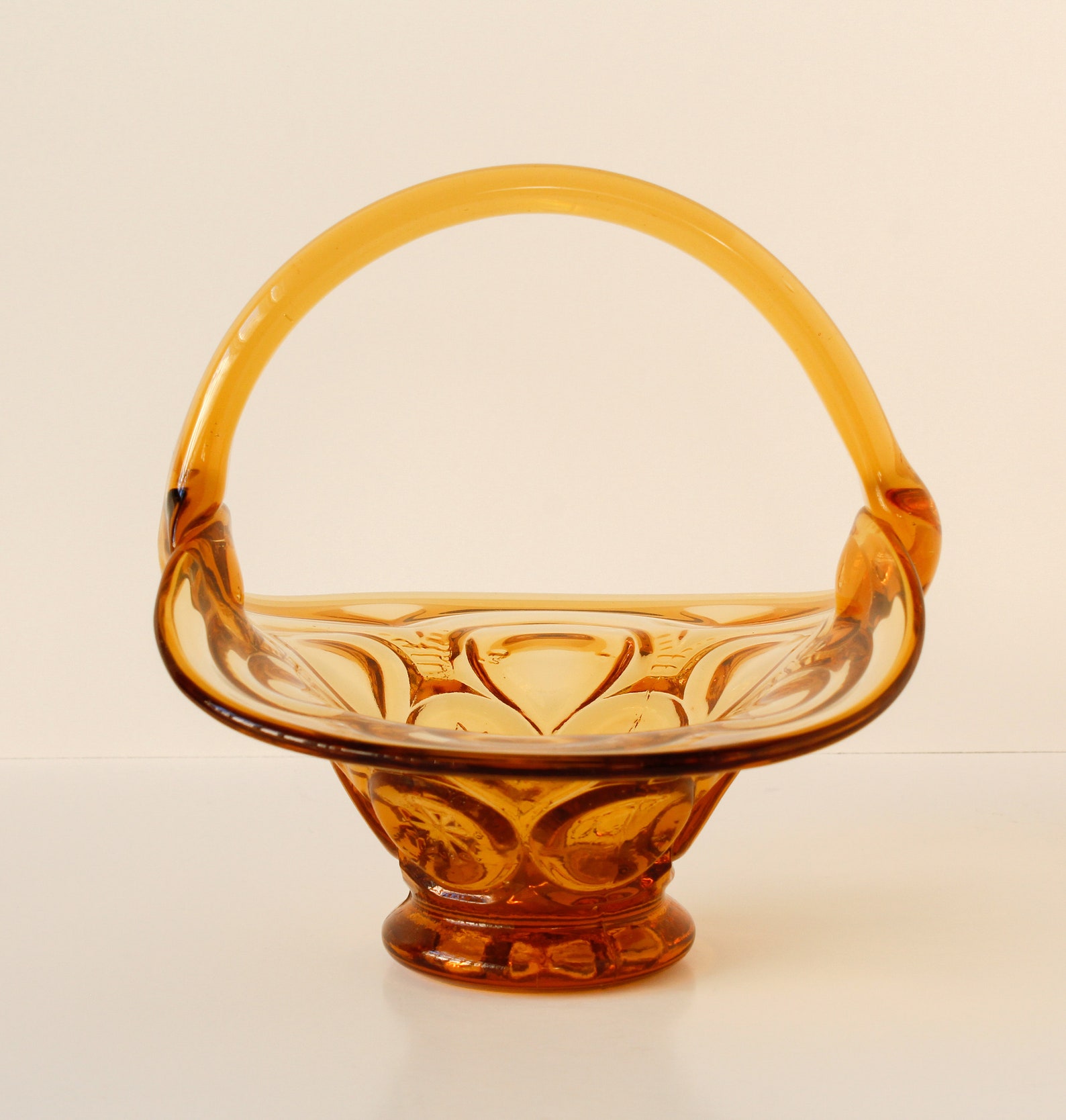 Vintage Amber Glass Basket Centerpiece Wedding Easter Etsy