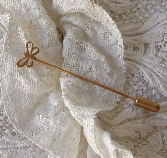 Butterfly Lapel Stick Pin Gold-Tone Wings - image 3