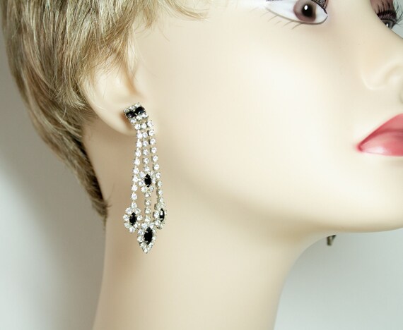 Rhinestone Dangle Drop Earrings - image 1