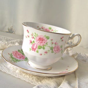 Vintage Avon Teacup and Saucer Pink Roses 1974