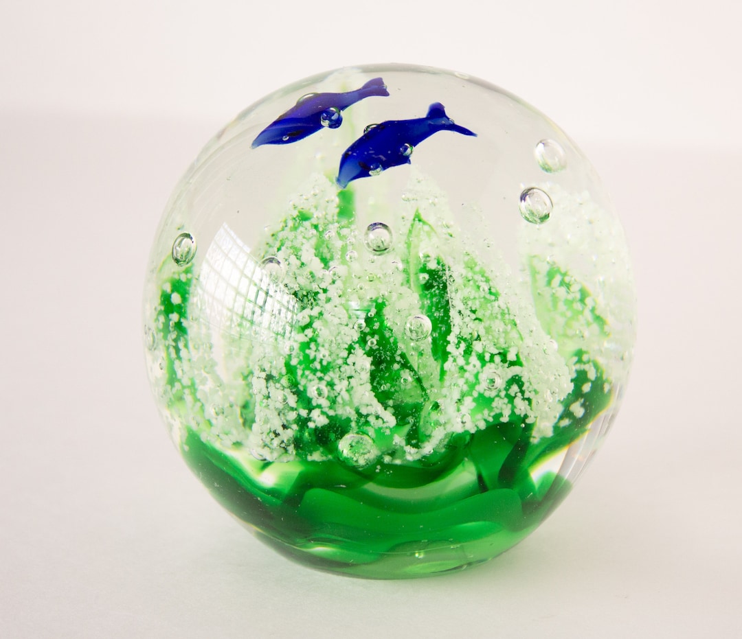 Vintage Ocean Aquarium Paperweight Green Seascape - Etsy