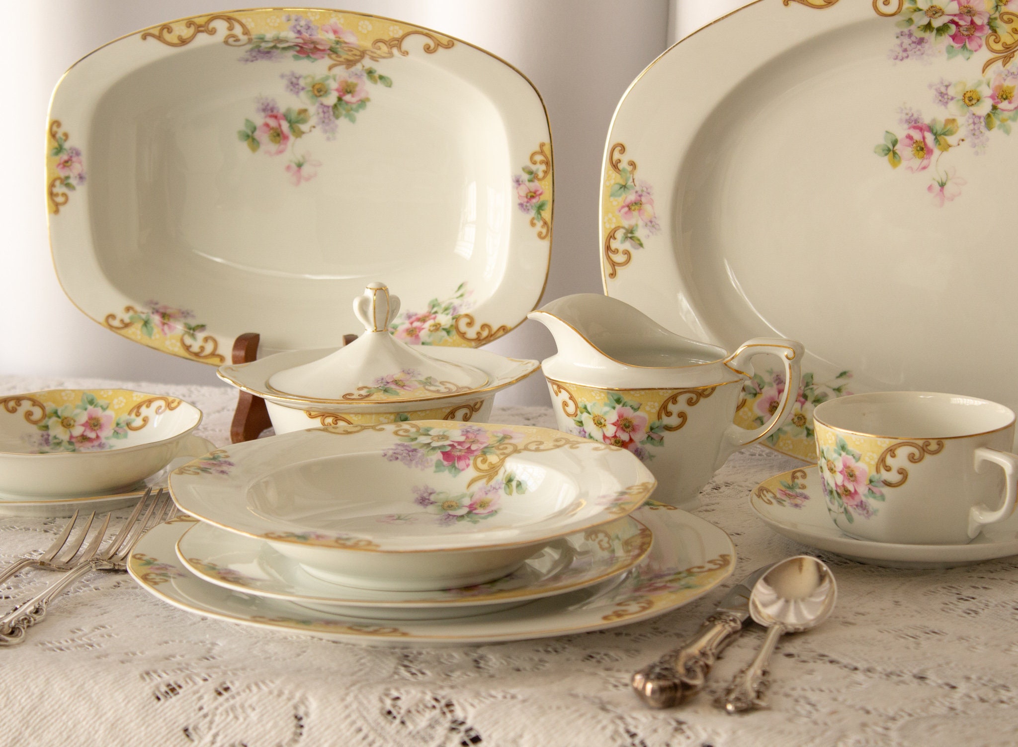 Beliebt Thun Windemere 22K Gold Settings China Place Etsy 1920s Trim Dinnerware - Eight for Circa