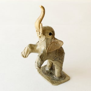 Vintage Baby Elephant Figurine Paper Mache Trunk Up