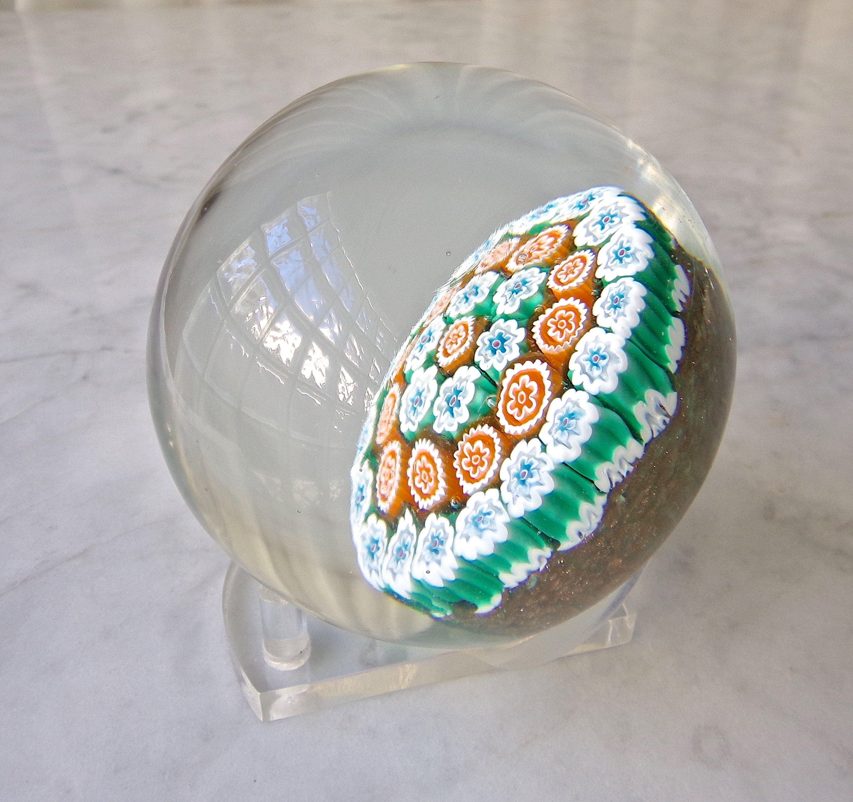 Vintage Murano Art Glass Paperweight Millefiori - Etsy