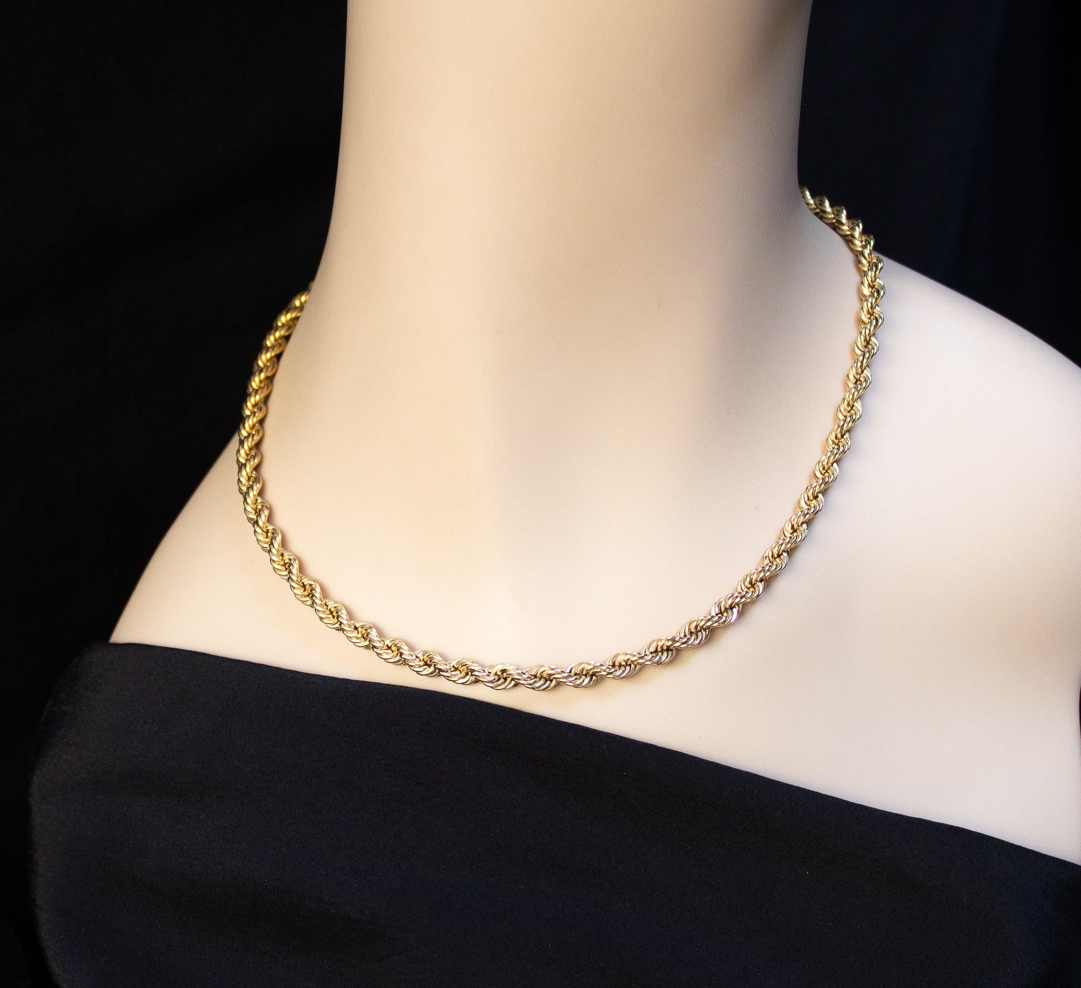 Vintage Rope Chain Gold Necklace 12K GF - Etsy