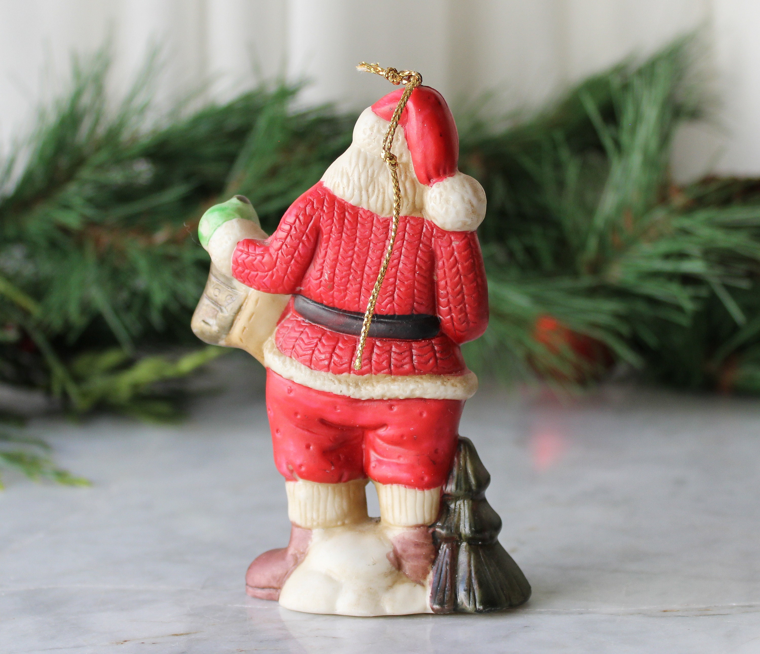 ヴィンテージ クリスマス サンタクロース 磁器製オーナメント