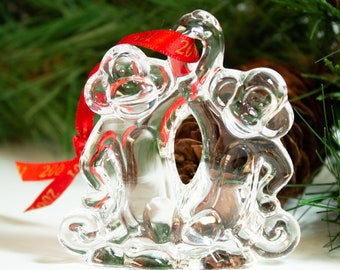 Crystal Monkeys Ornament Waterford Crystal 2001