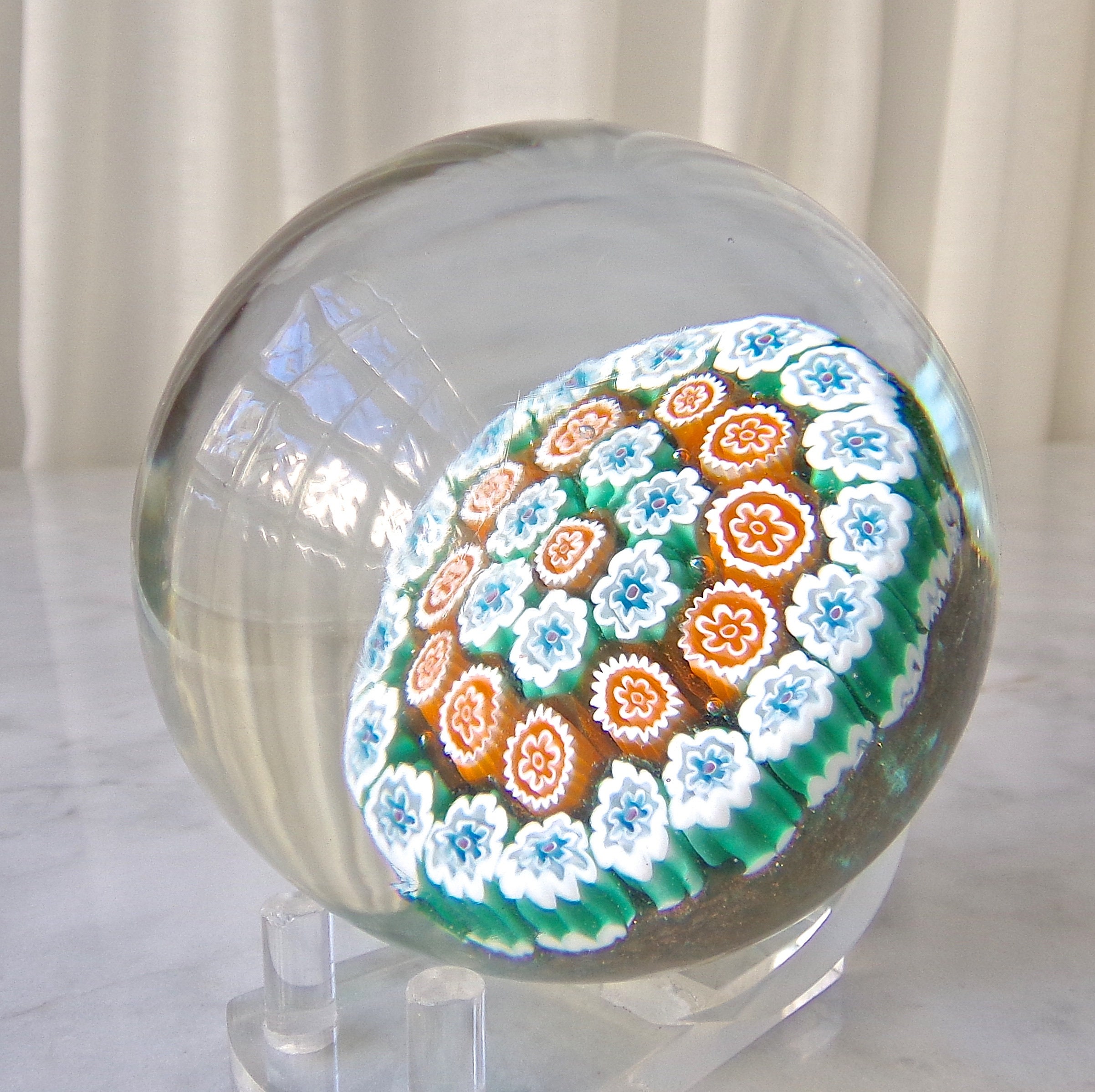 Vintage Murano Art Glass Paperweight Millefiori - Etsy