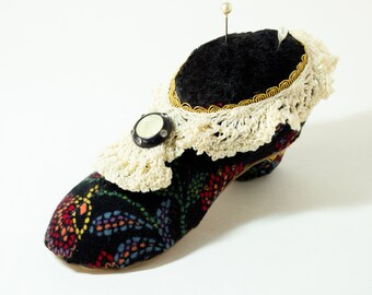 Velvet Slipper Pin Cushion, Seamstress Gift