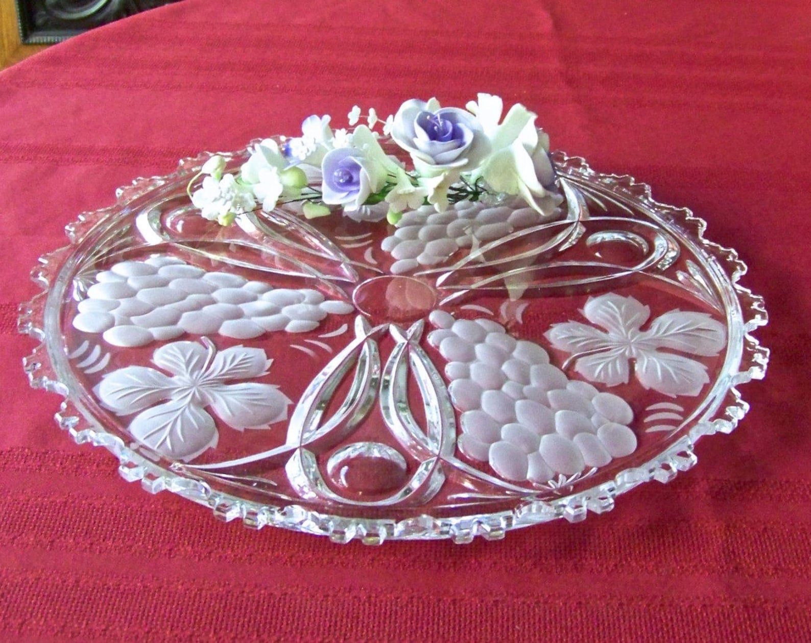 Vintage Cake Plate Leaded Crystal Wedding Tray Etsy