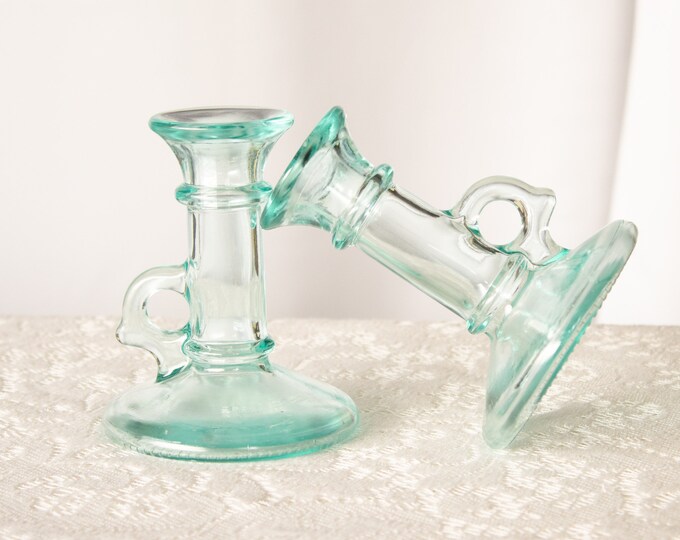 Vintage Aqua Blue Glass Candlestick Holders Vetreria Etrusca Italy Etsy