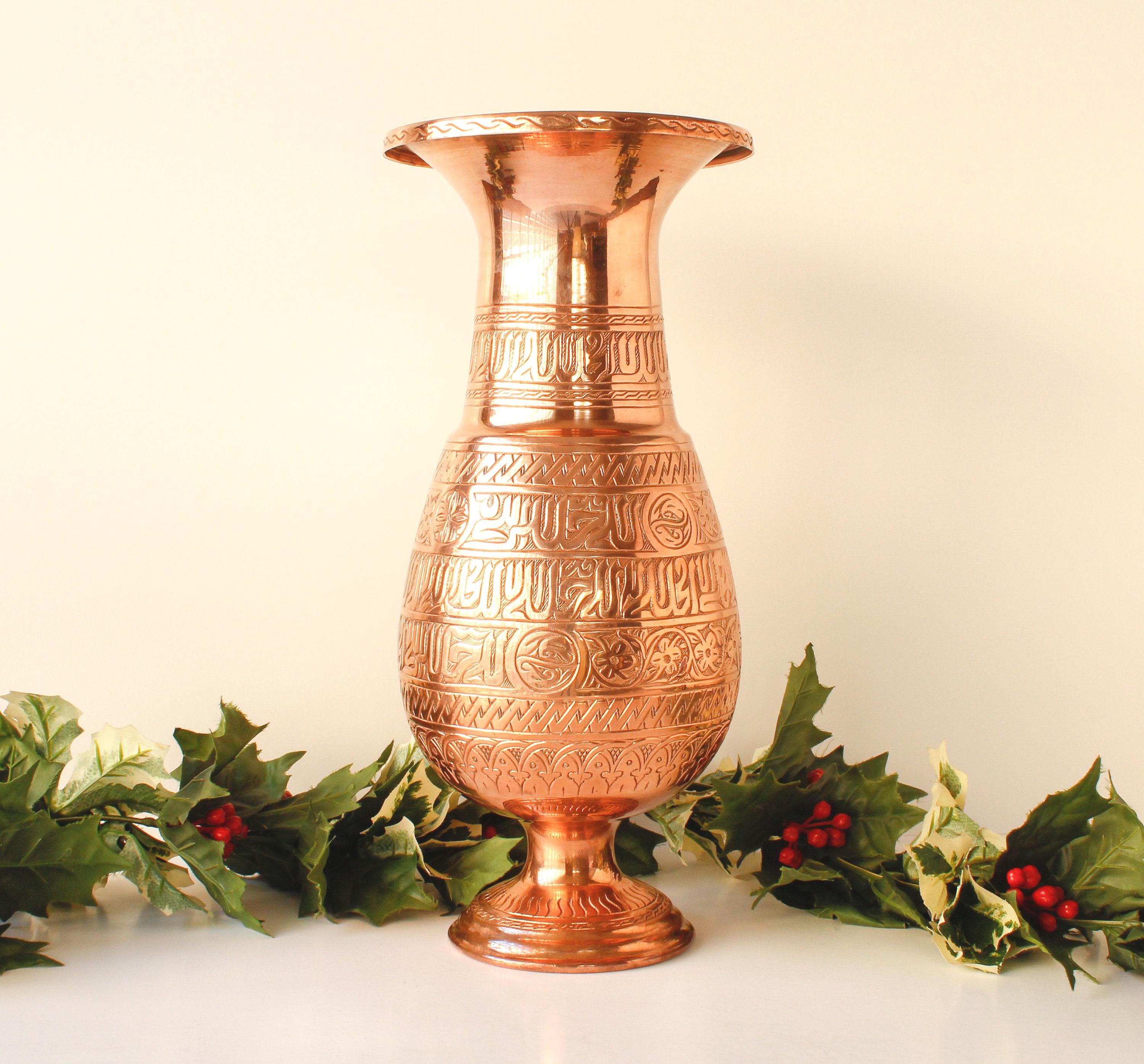 トルコ 銅製 花瓶 手作り ヴィンテージ銅製トルコ花瓶 職人の手による手作り - Etsy 日本