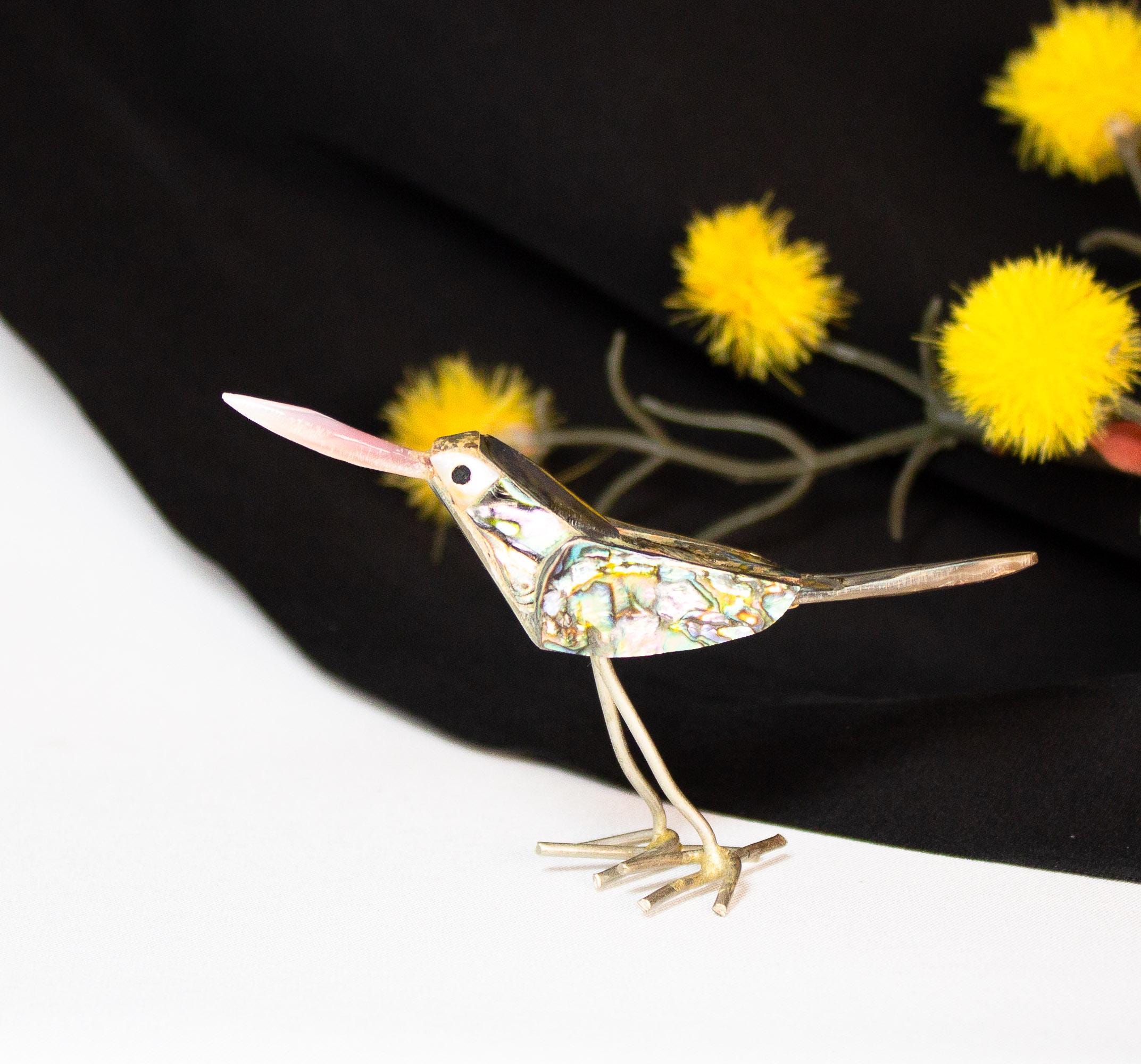 金属製の足が付いたヴィンテージのアワビ貝の鳥の置物 - Etsy 日本