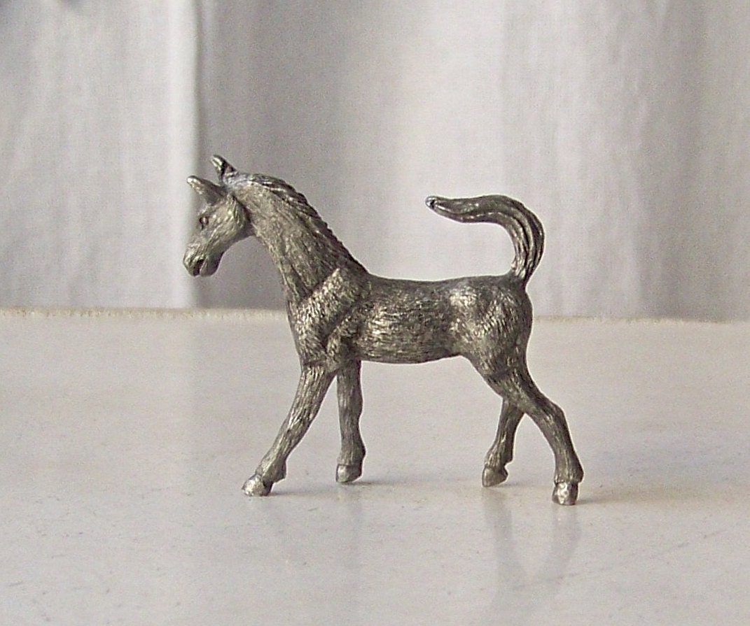 Vintage Pewter Horse Figurine Stallion Miniature Pewter Horse Etsy