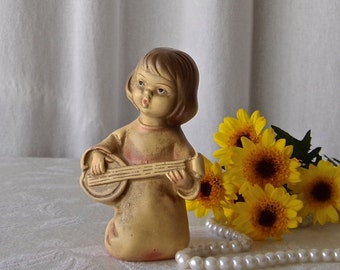 Angel Figurine Playing Mandolin Miniature