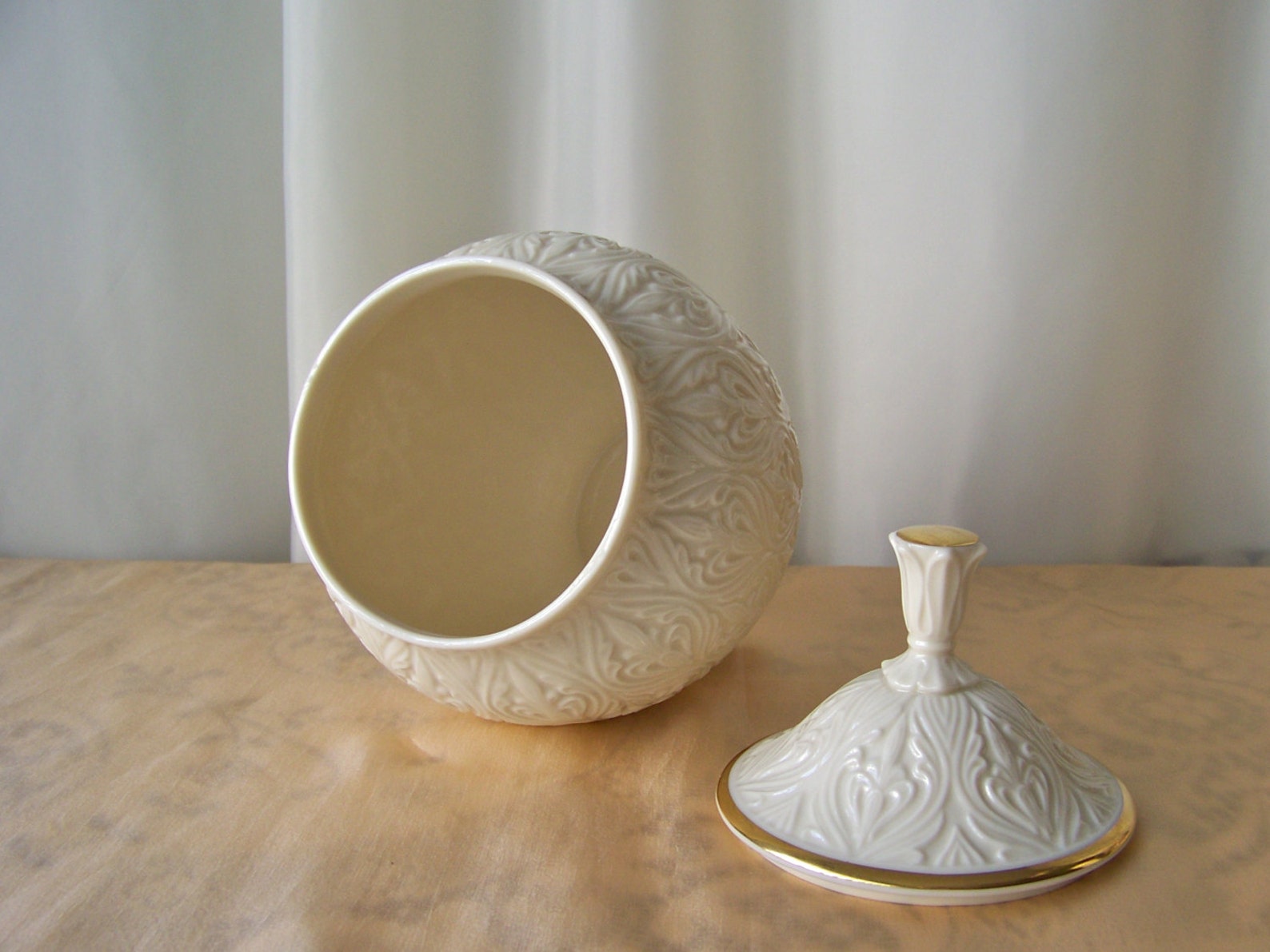 Vintage Lenox Ginger Jar Porcelain Cream Color Lidded Canister Etsy