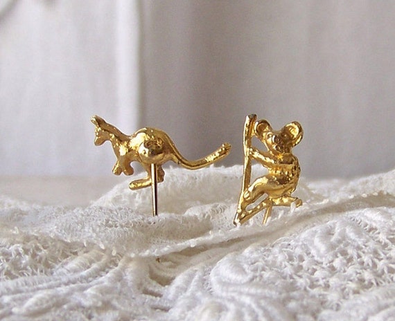 Stick Pins Kangaroo Koala Bear Australian Vintage… - image 1