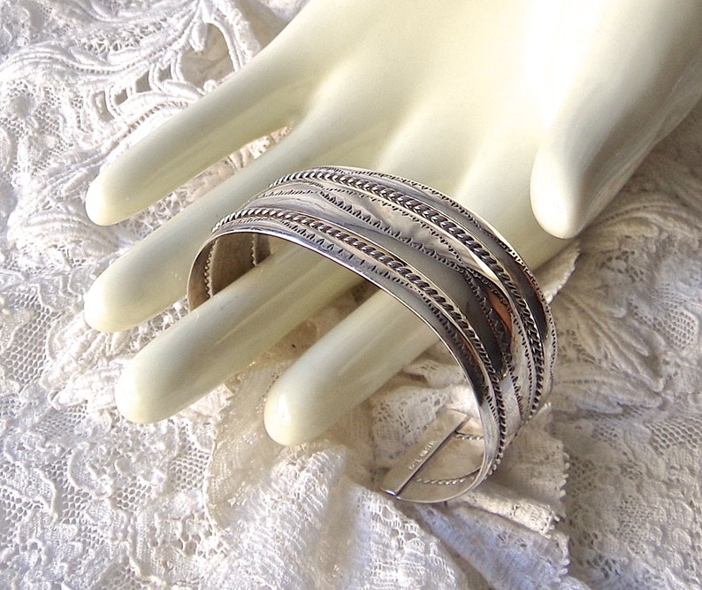 Vintage Cuff Bracelet Sterling Silver Signed