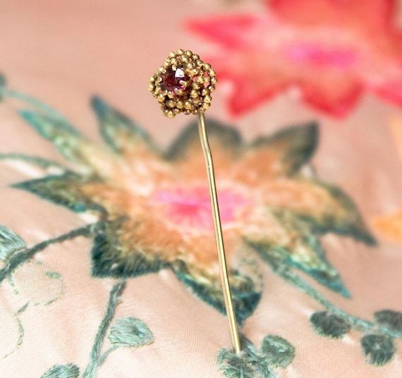 Vintage Stickpin With Ruby Gemstone - image 1