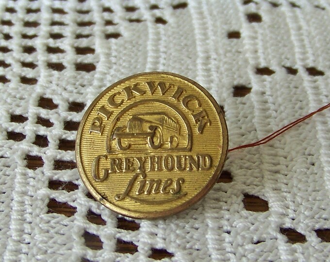 Vintage Pickwick Greyhound Lines Button Craddock Kansas City Mo Brass