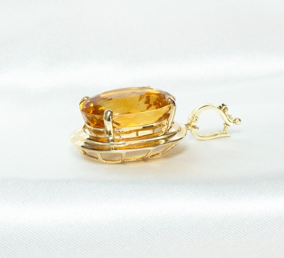 Vintage 14K Gold Citrine Pendant Fine Jewelry