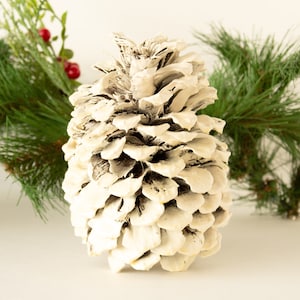 White Pinecone Christmas Decor Ready To Hang