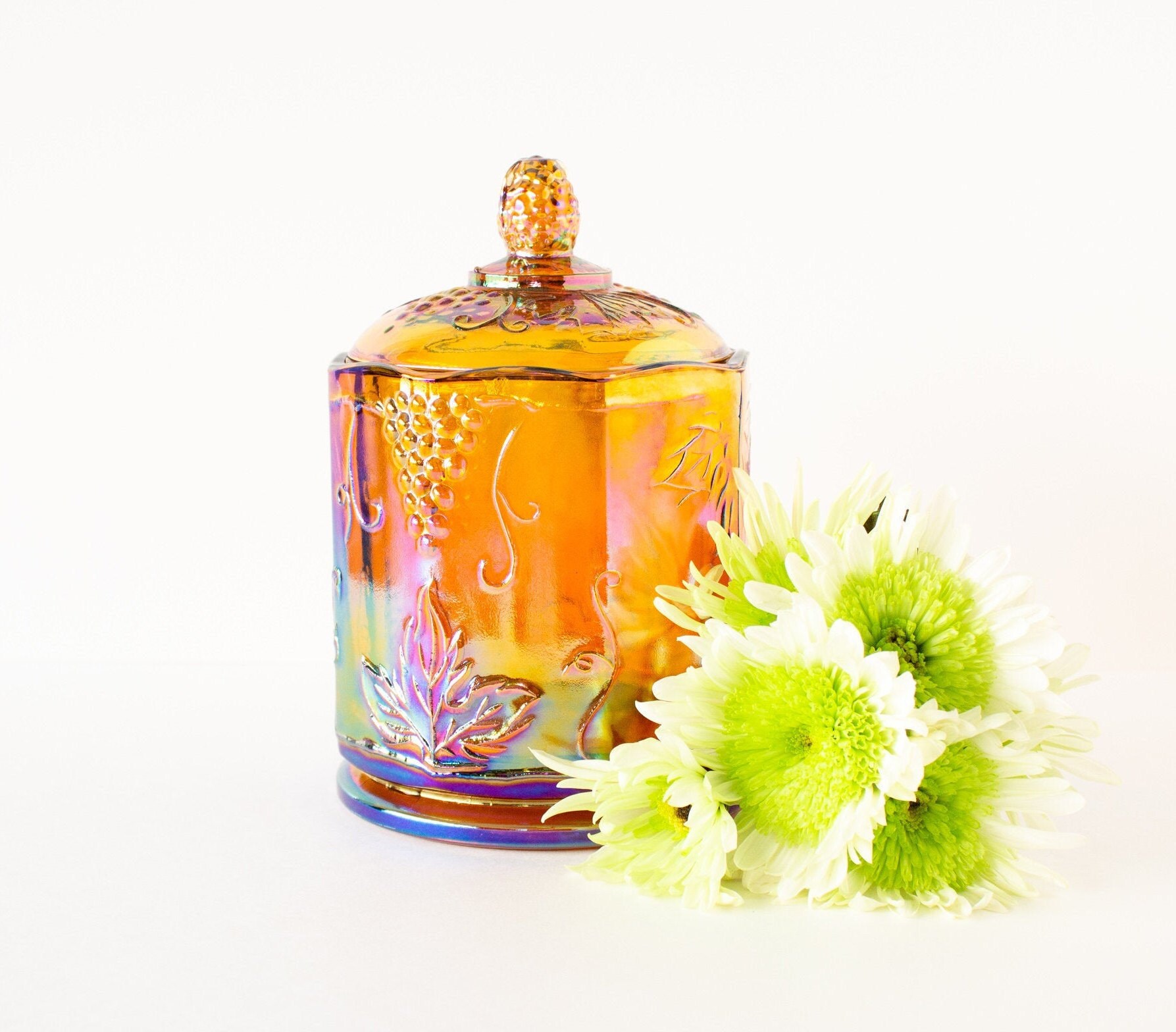 Vintage Fasching GlasKanister Bonbond Dose Ernte Gold Küchen | Etsy