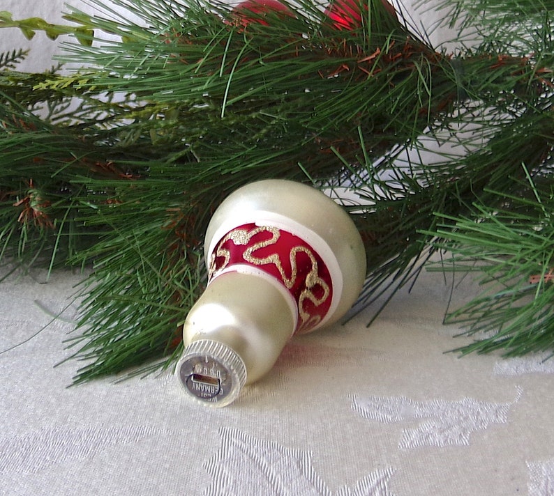 Vintage Christmas Ornament Glass Bell Silver Pink Mica Glitter West Germany