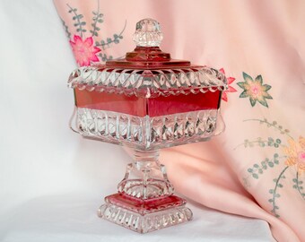 Vintage Pedestal Wedding Box Lidded Bowl