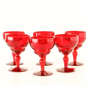 Vintage Cordial Goblets Red Crystal Glass