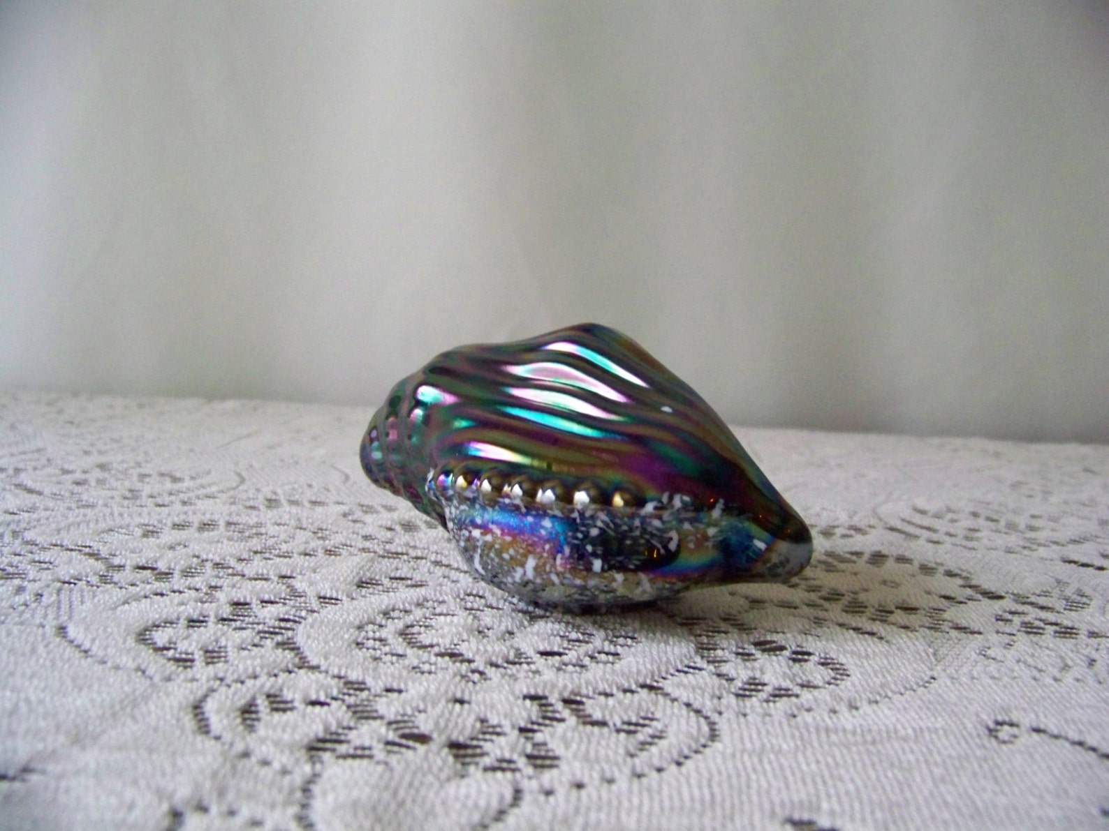Vintage Paperweight Sea Shell Glass Paperweight Carnival Etsy