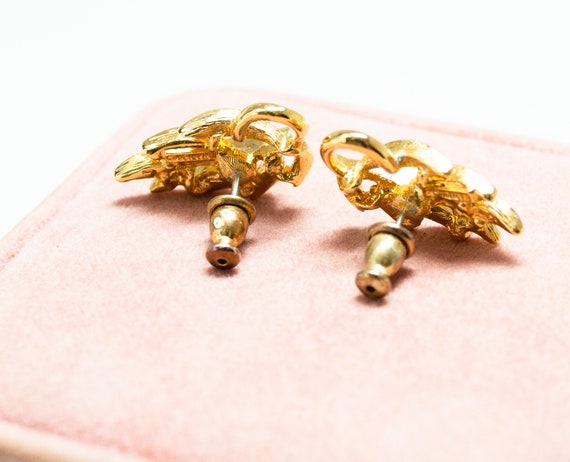 Leaf Post Earrings Gold-Tone By Napier Circa 1980s - image 5