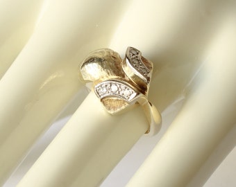 Cocktail Ring Diamond Accented Arches 14K Gold Ladies Size 5 US