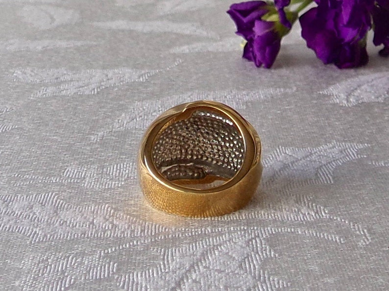 Vintage Cocktail Ring Rhinestone 14K Electroplated Ladies Size 6
