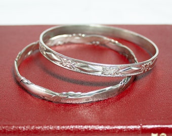 Nickel Silver Bangle Bracelets Made In Mexico Circa 1960s