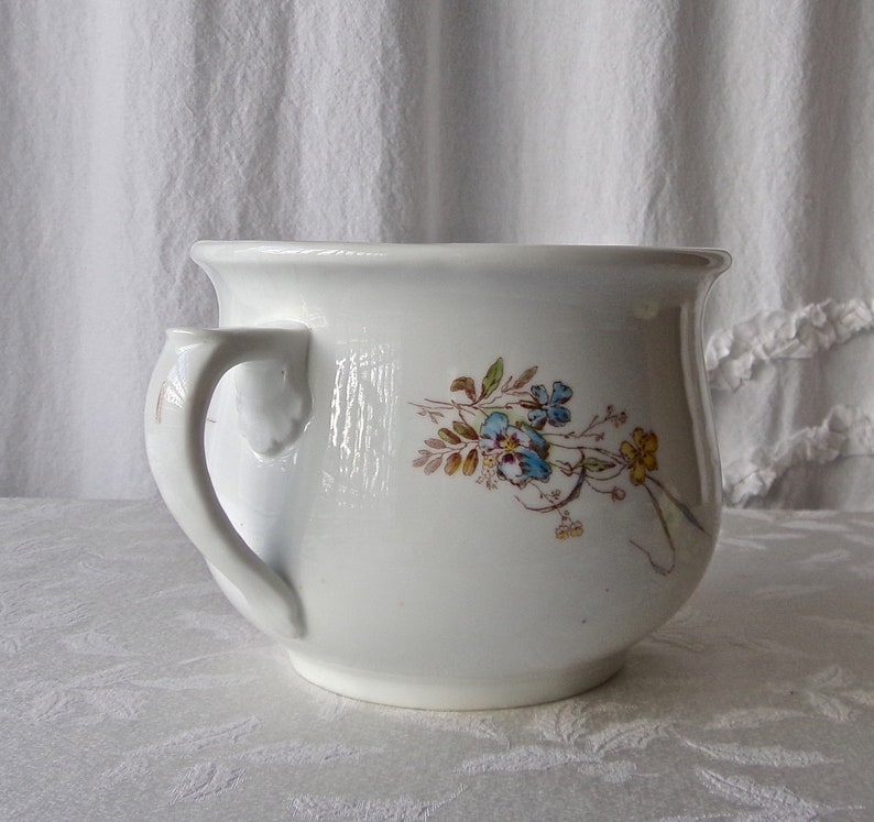 Chamber Pot Blue Pansy Foliage Thunder Mug Etsy