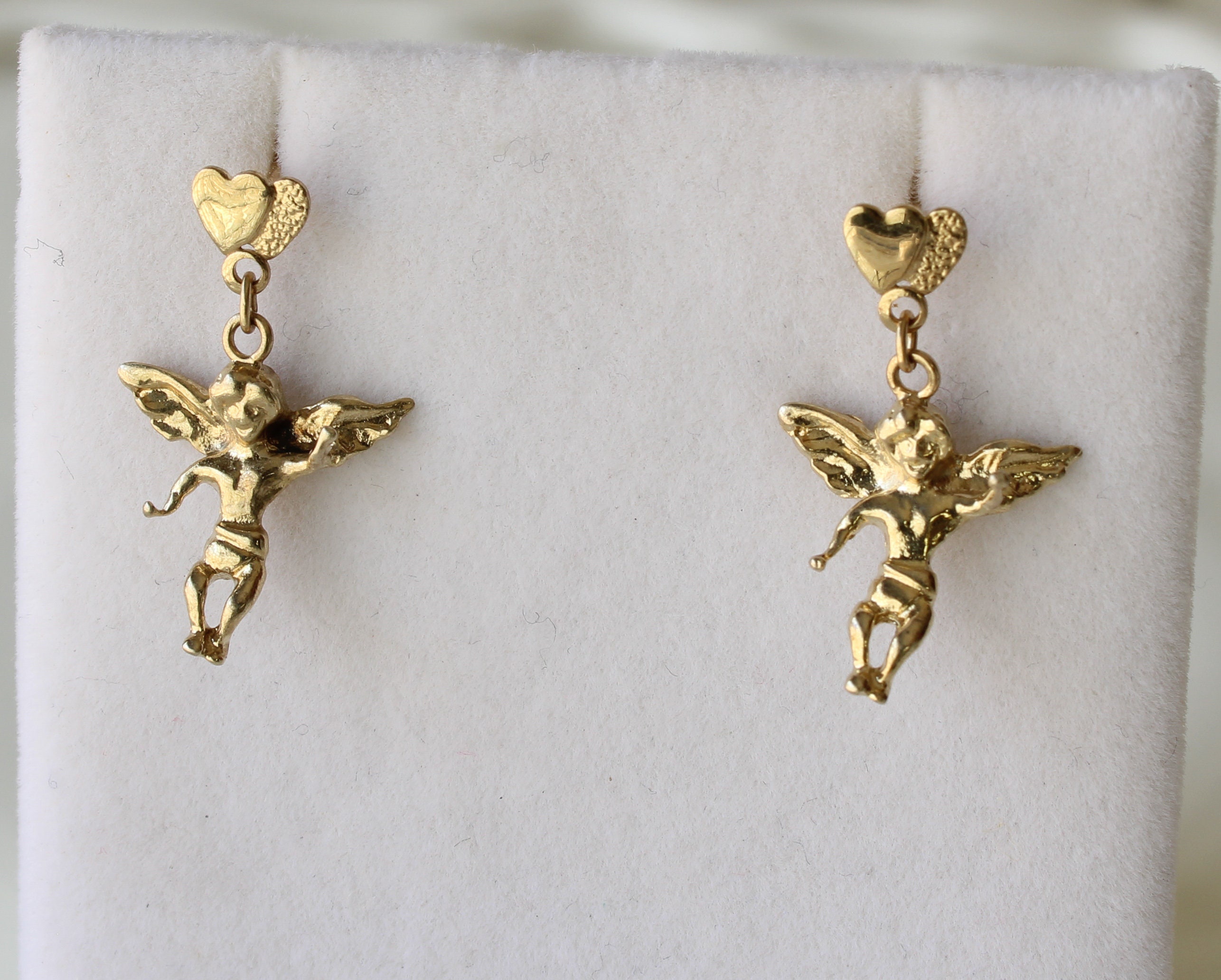 Vintage Angel Post Earrings Heart Angels Cherubs Costume | Etsy