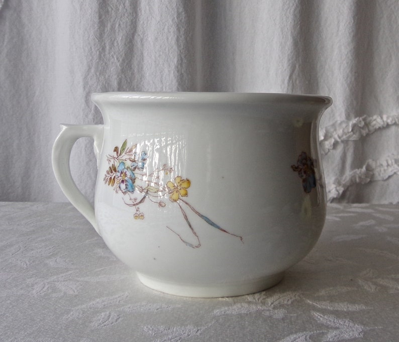 Chamber Pot Blue Pansy Foliage Thunder Mug Etsy
