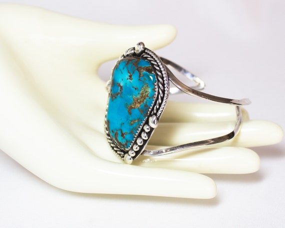 Turquoise Cuff Bracelet Sterling Silver - image 1