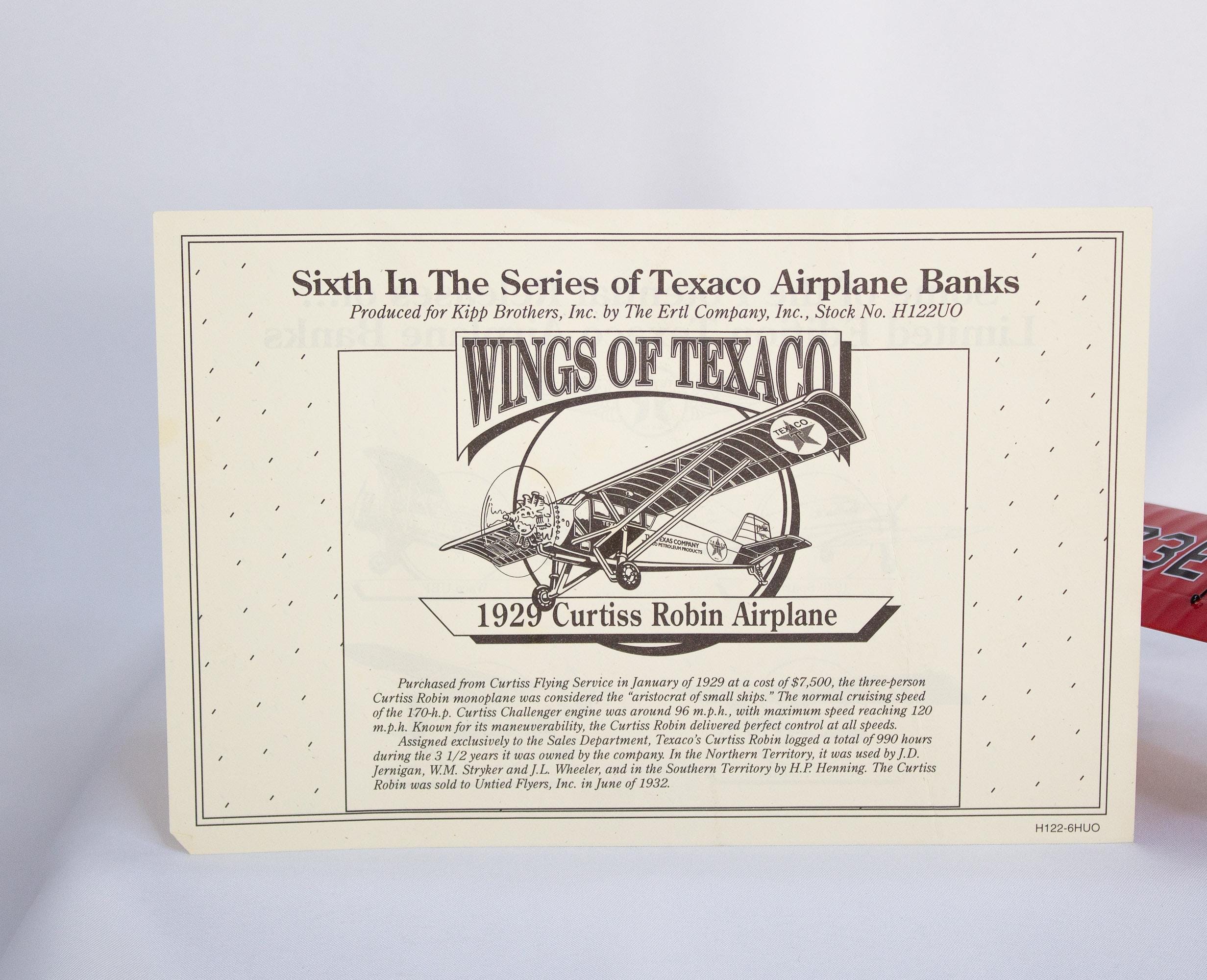 ヴィンテージ テキサコ 飛行機、1929年製カーティス ロビン、シリーズ6 