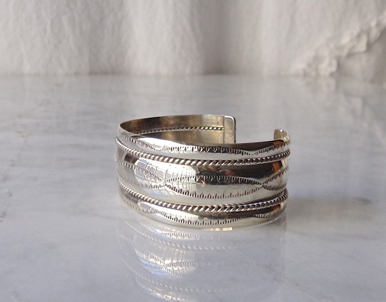 Vintage Cuff Bracelet Sterling Silver Signed