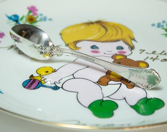 Child's Spoon Silverplate Reed & Barton Engraved Plaza Circa Late 1800s