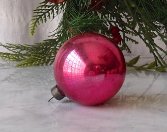 Christmas Ornament Pink Glass Mid Century