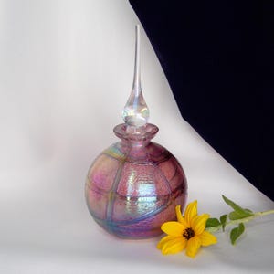 Vintage Iridescent Perfume Bottle Hand-Blown With Applicator