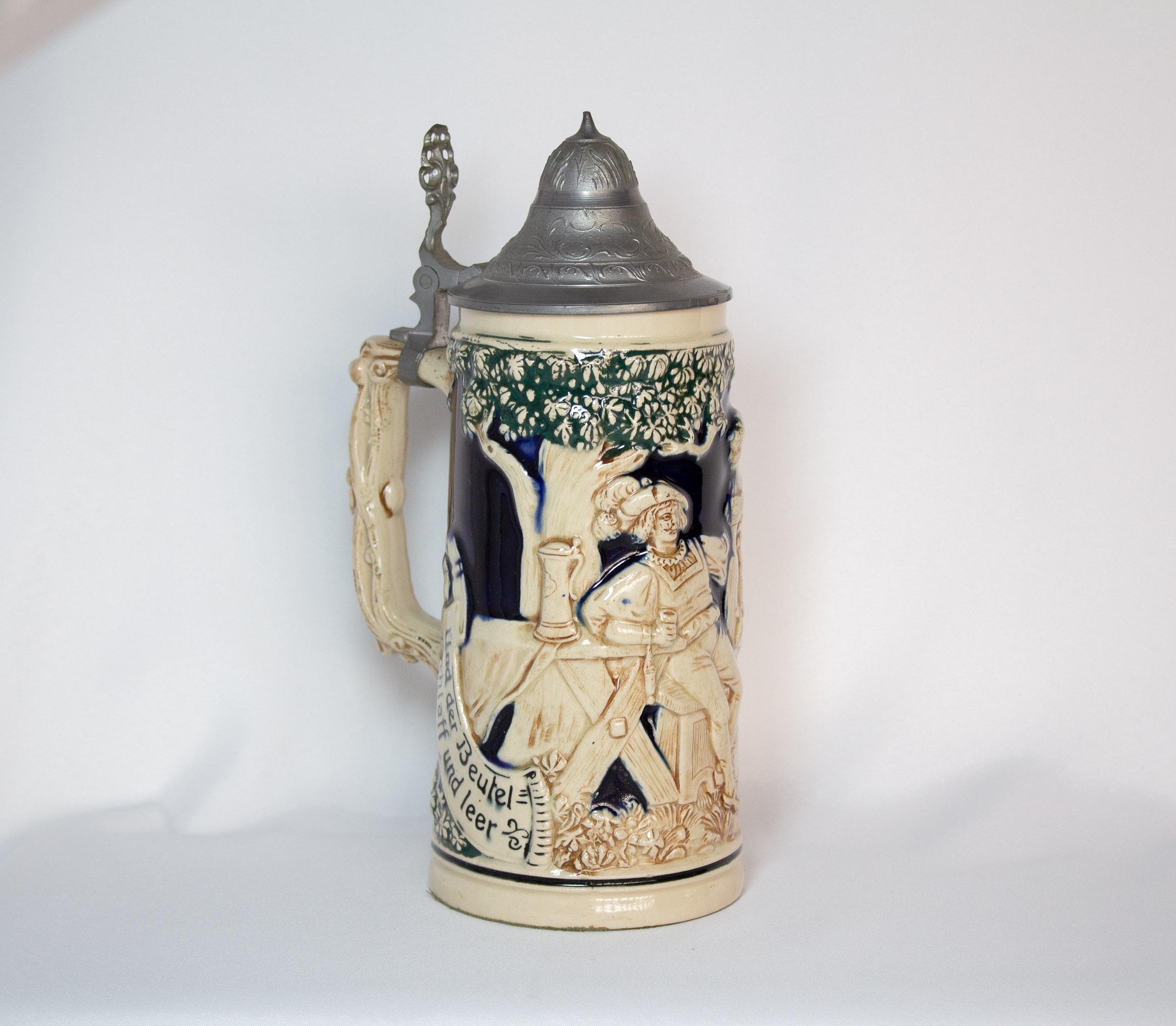 Vintage Beer Stein With Pewter Lid Germany Cobalt Blue - Etsy 日本