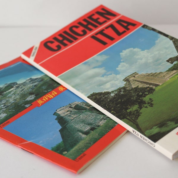 Tour Guide Booklets Chichen Itza Yucatan, Maya Ruins of Mexico Vintage 1980s