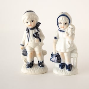 Vintage Boy and Girl Porcelain Figurines Bisqueware
