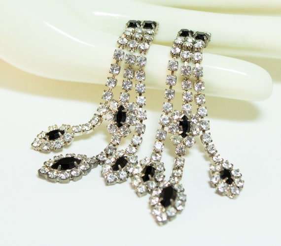 Rhinestone Dangle Drop Earrings - image 2