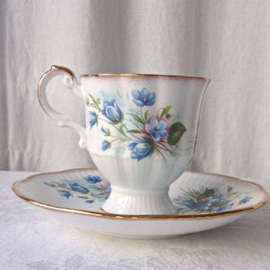 Vintage Blue Flowers Teacup and Saucer England